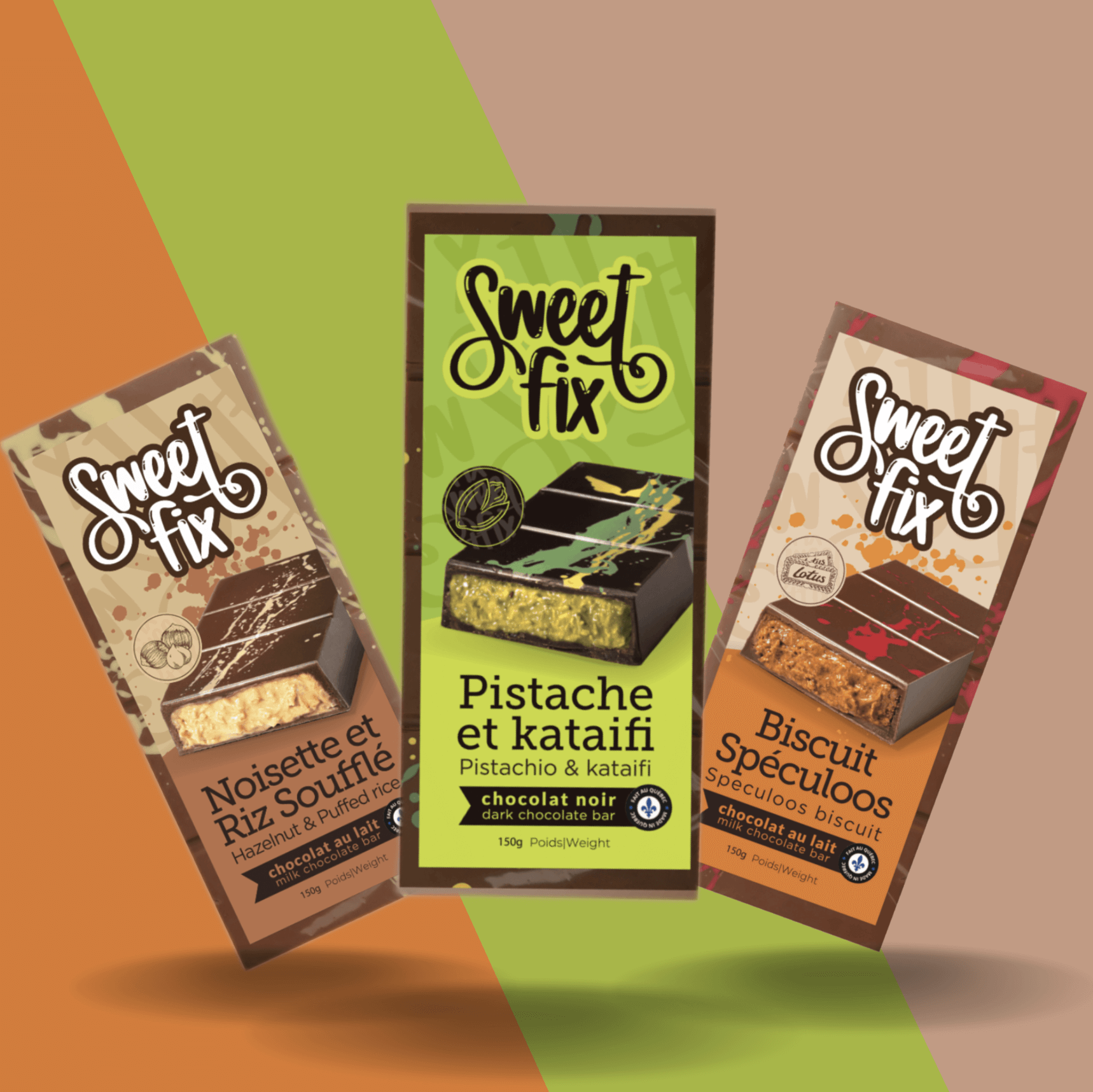 Bundle of three Dubai-style chocolate bars – Dark Chocolate Pistachio, Milk Chocolate Speculoos, and Milk Chocolate Hazelnut